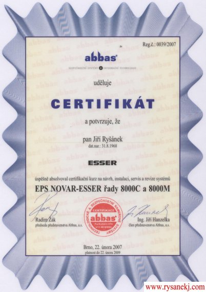 Certifikát-esser(EPS)